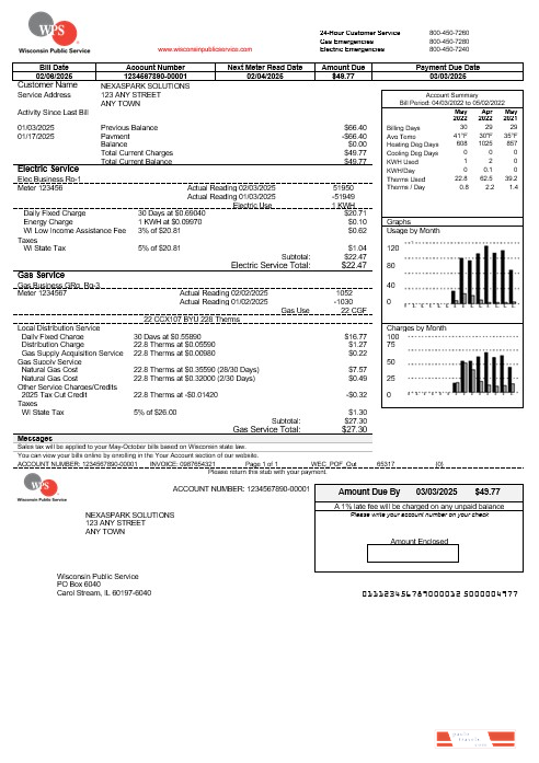 USA WPS business utility bill template in Word and PDF formats